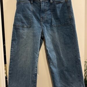 Soft Surroundings Women's Blue Jeans Wide Leg Cropped Size 6P EUC Cute!!